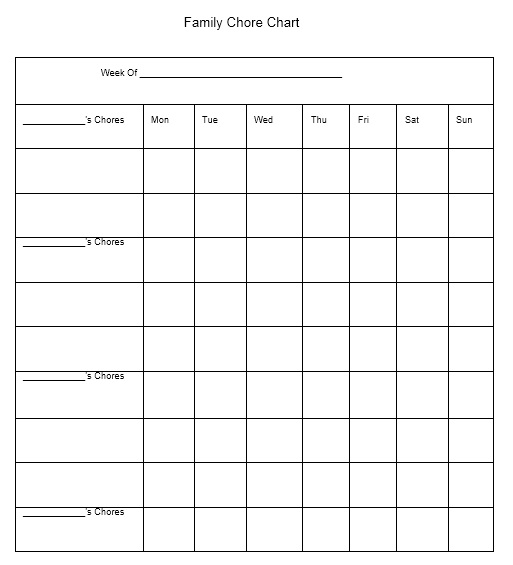 Family Chore List Template from www.printablesample.com