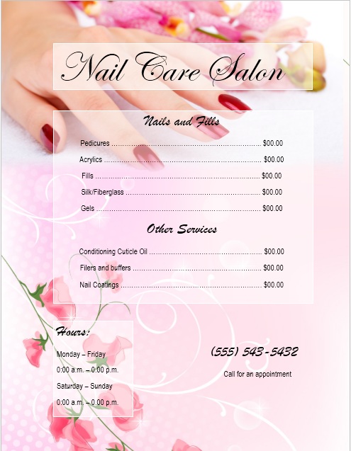 Salon Price List Template Free from www.printablesample.com