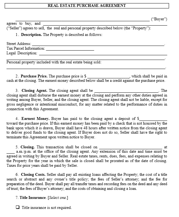Purchase Agreement Template Free from www.printablesample.com