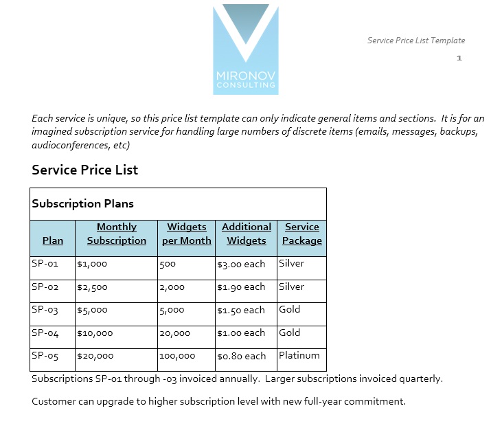 13 Free Sample Service Price List Templates Printable Samples