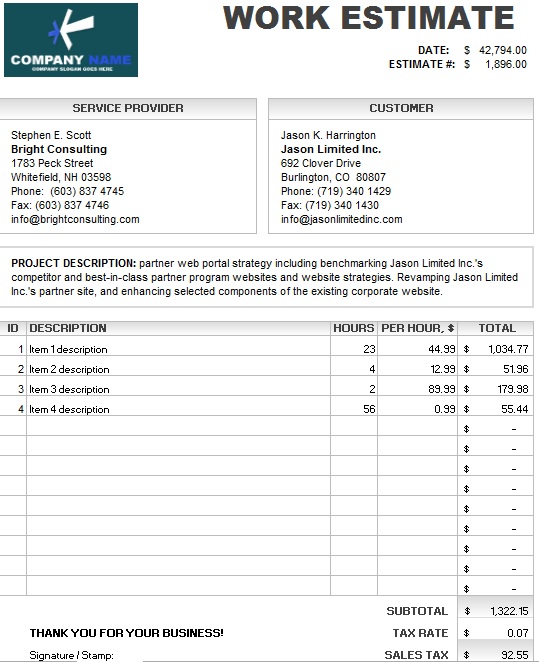 Auto Repair Estimate Template Excel from www.printablesample.com