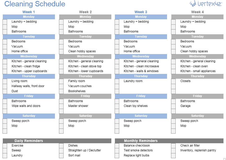 Chore Chart Excel Template from www.printablesample.com