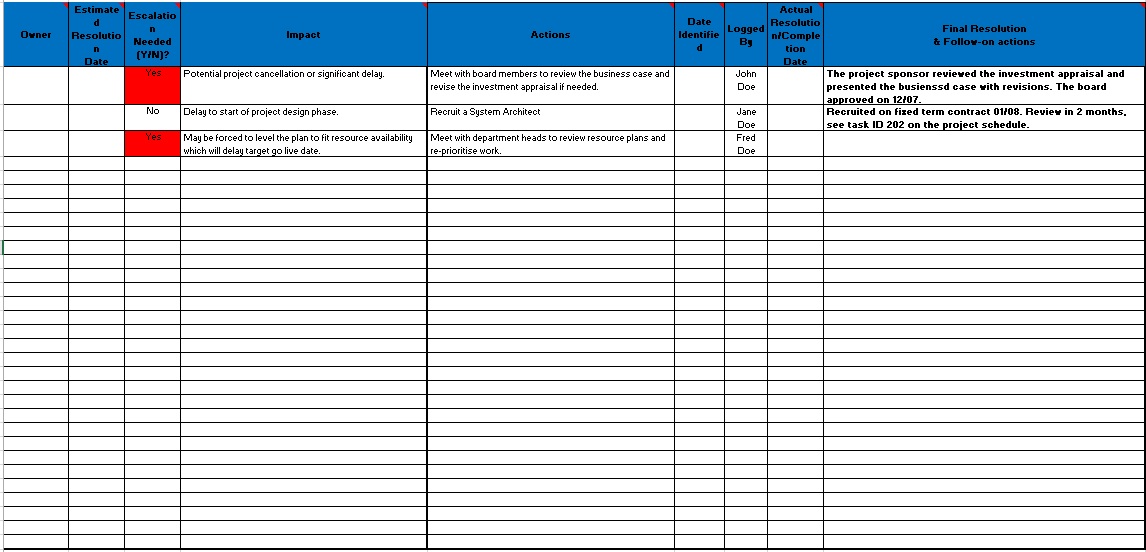 13 Free Sample Issue Log Templates Printable Samples