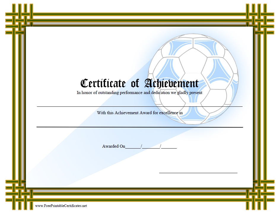 Soccer Award Certificate Template Free
