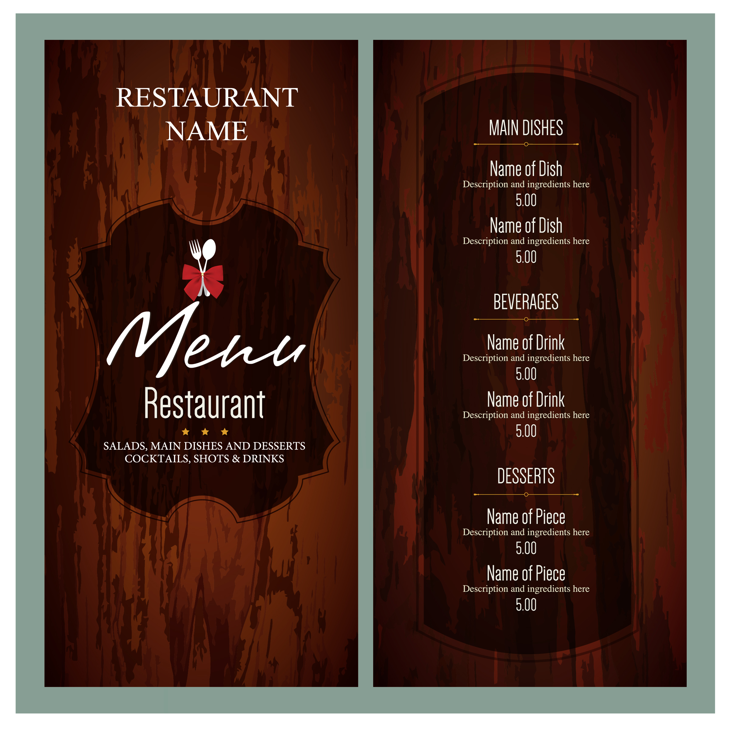 Restaurant Menu Template Free Download Word from www.printablesample.com