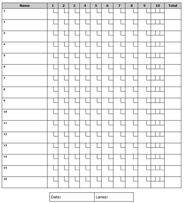 Free printable blank bowling score sheets