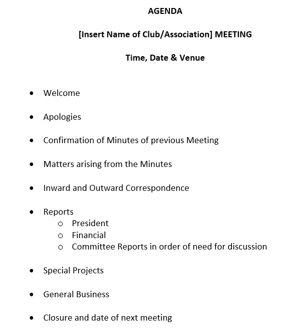 Informal Meeting Agenda Template from www.printablesample.com