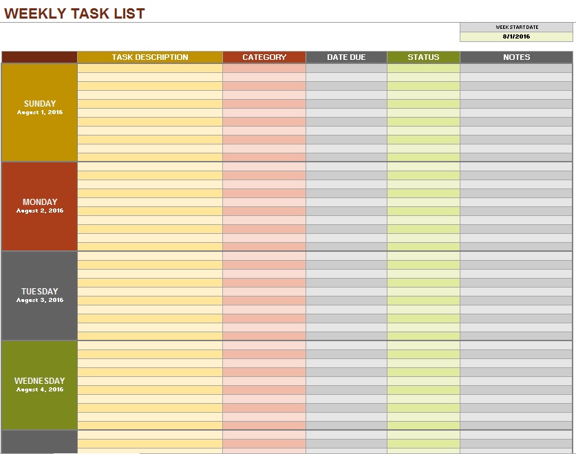 Employee Task List Template from www.printablesample.com