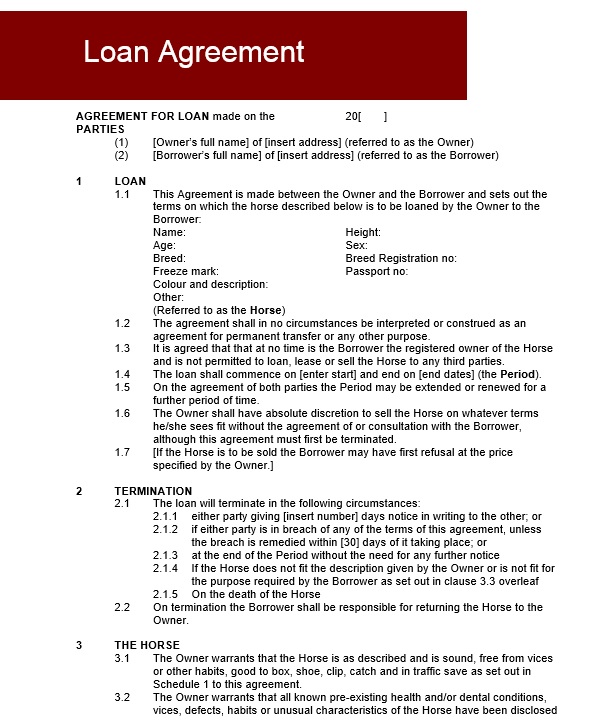 free sample shareholder loan agreement