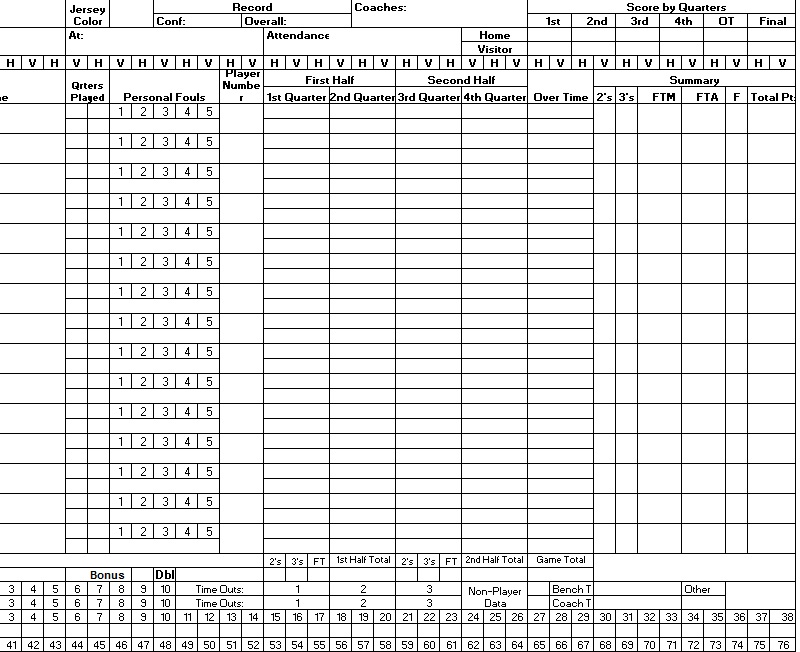  LINK Free Basketball Score Sheets Excel