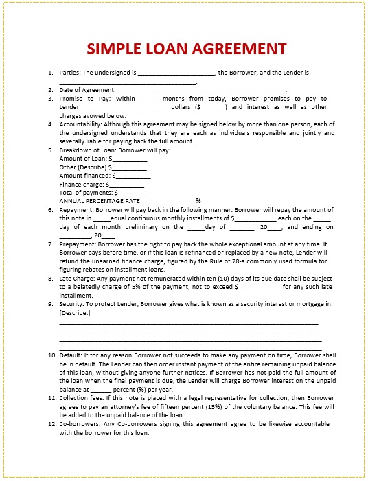 9 Free Sample Housing Loan Contract Templates - Printable Samples