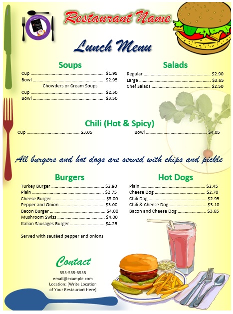 Free Cafe Menu Templates For Word