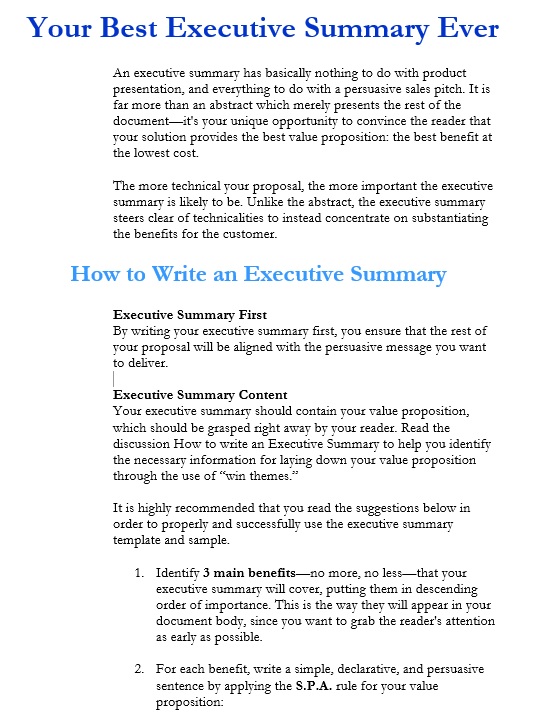 Executive Summary Template For Report from www.printablesample.com