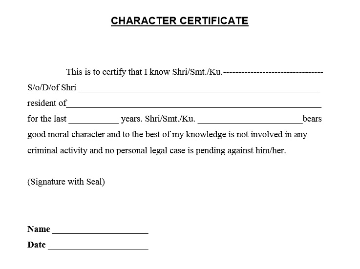 Letter Of Good Conduct Template