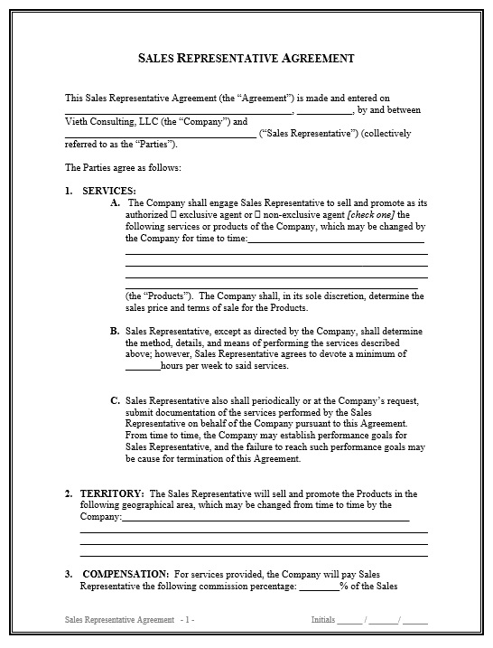 9 free sample sales representative agreement templates