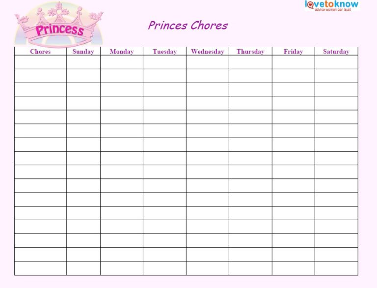 13 Free Sample Weekly Chore List Templates - Printable Samples