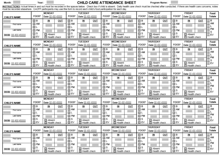 13 Free Sample Training Attendance Sheet Templates - Printable Samples