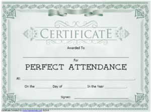 Perfect Attendance Certificate Template from www.printablesample.com