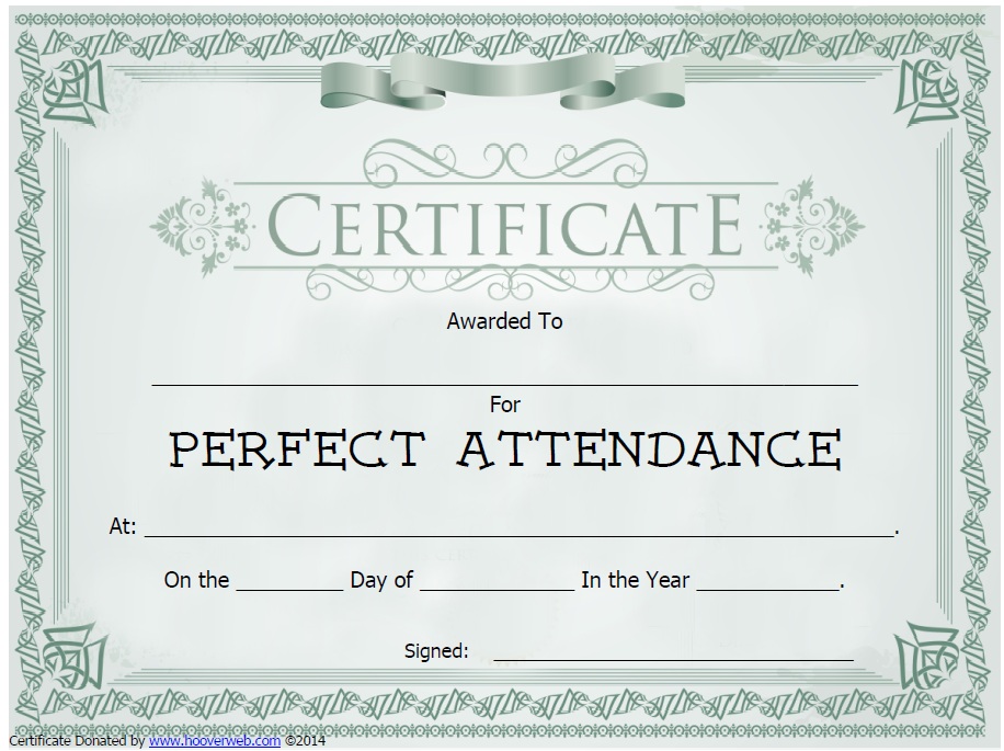 Free Printable Perfect Attendance Certificates