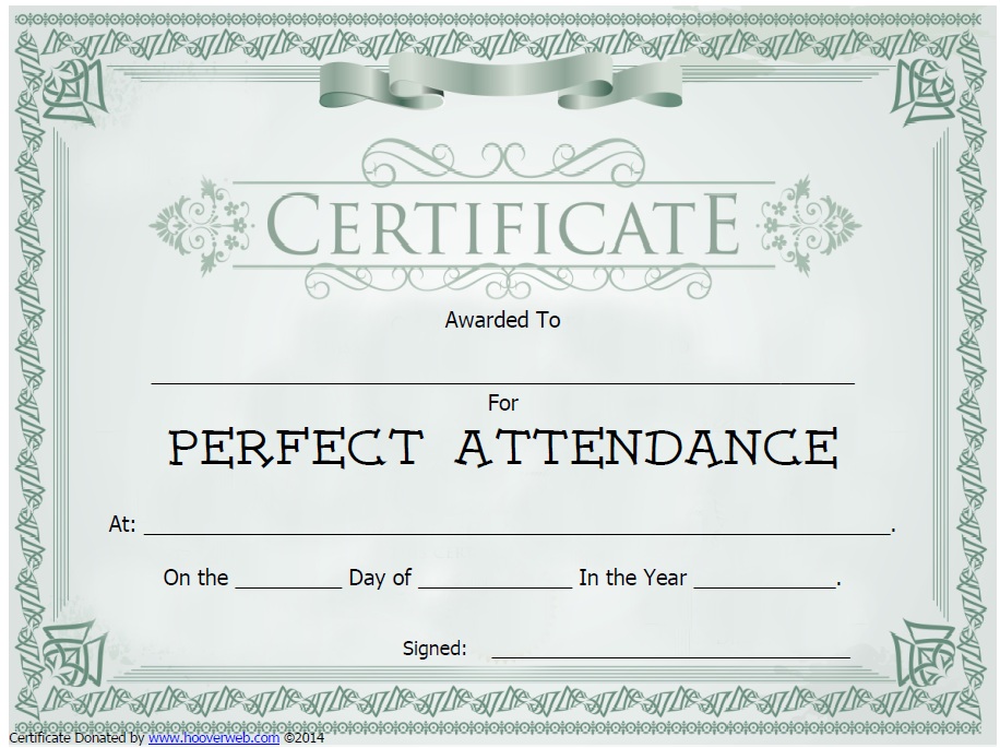13 Free Sample Perfect Attendance Certificate Templates Printable Samples