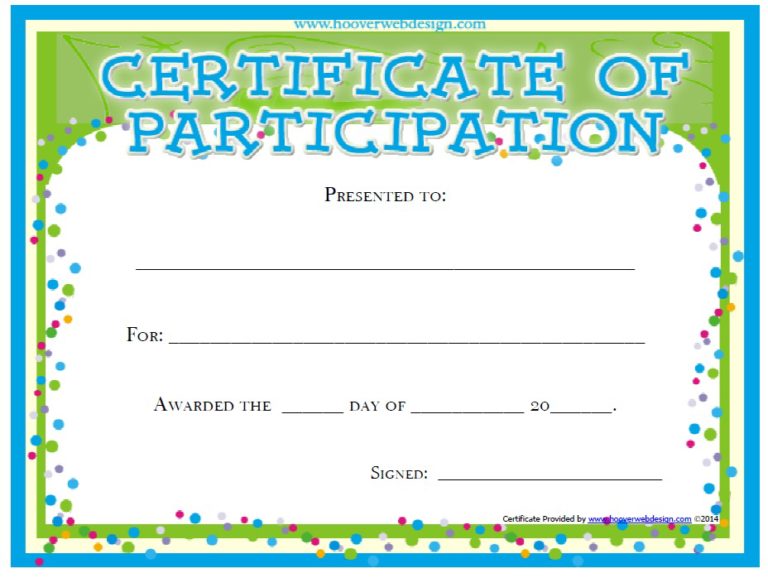 11 Free Sample Participation Certificate Templates - Printable Samples