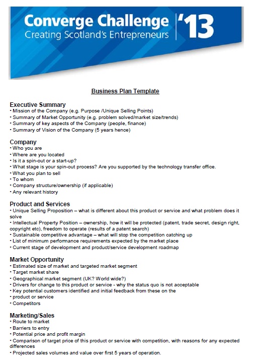 examples of a business plan executive summary