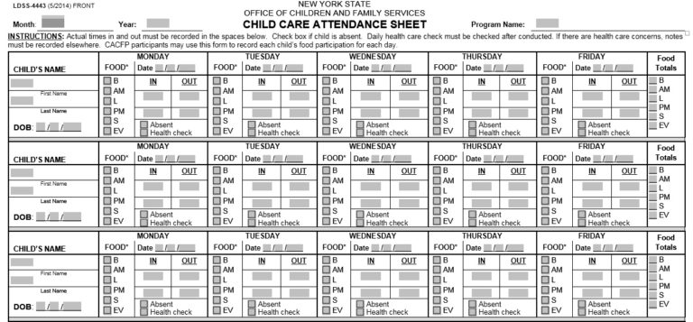 Editable Child Care Attendance Sheets & Templates - Printable Samples