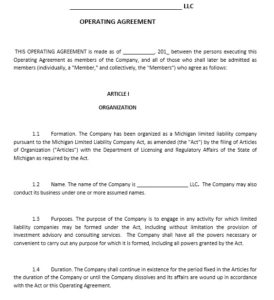 13 Free Sample Operating Agreement Templates - Printable Samples