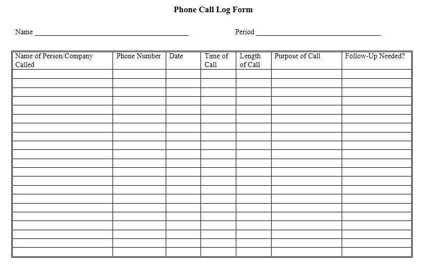 Telephone Call Log Template from www.printablesample.com