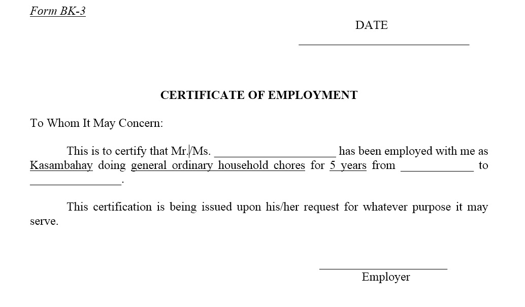 22 Free Sample Employment Certificate Templates Printable Samples