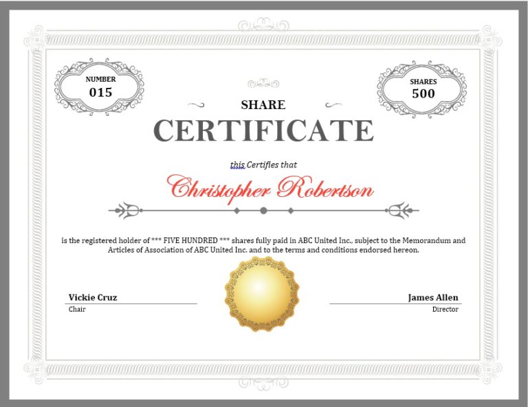 12 Free Stock Shares Certificate Templates - Printable Samples