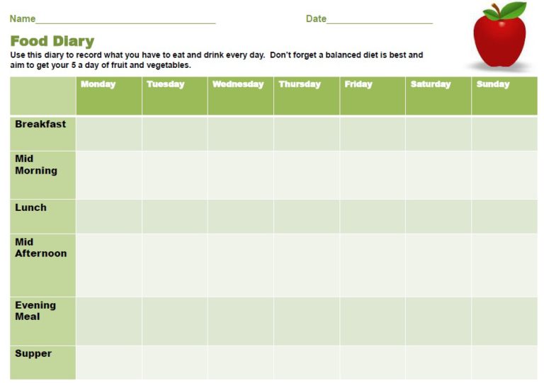 17 Free Sample Food Log Templates Printable Samples