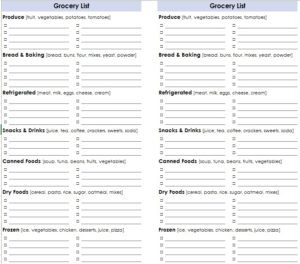 13 Free Food Shopping List Templates - Printable Samples