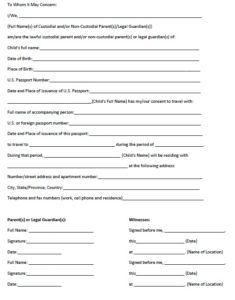 10 Free Sample Travel Consent Forms - Printable Samples