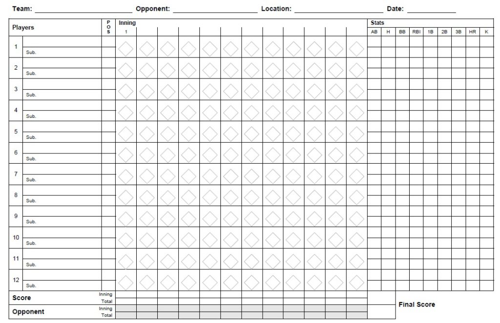 Printable Softball Score Sheet Excel Printable Softball Score Sheet Excel
