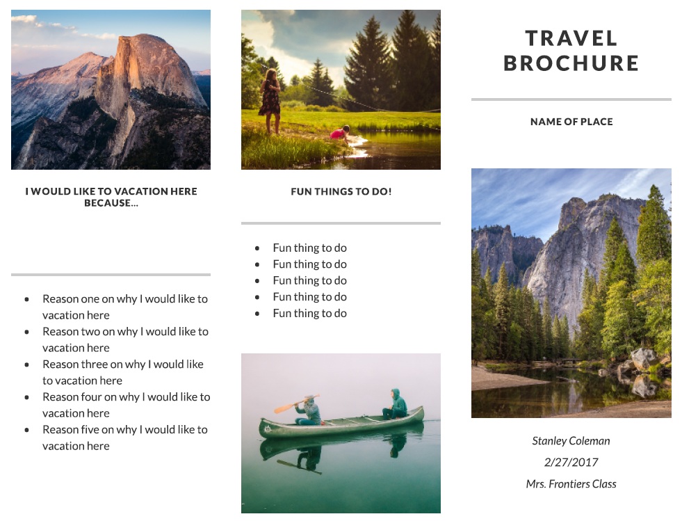 travel brochure assignment