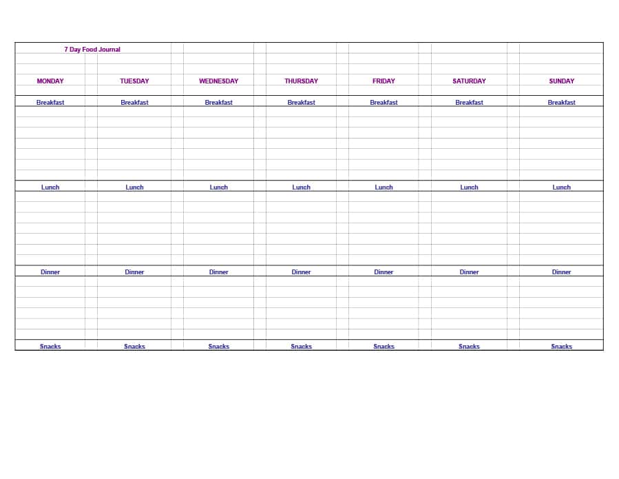 Sample Food Journal Template from www.printablesample.com