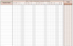 7 Free Sample Teacher’s Attendance Sheet Templates - Printable Samples