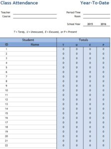 7 Free Sample Teacher’s Attendance Sheet Templates - Printable Samples