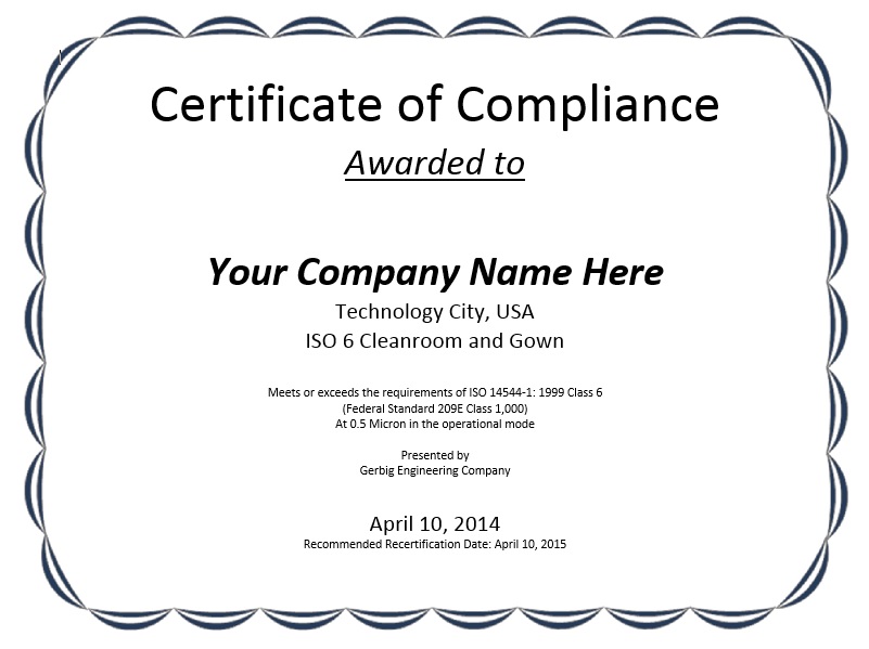 Compliance Certificate Template