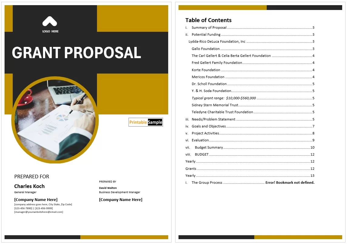 Grant Proposal Template - for Govt. Project