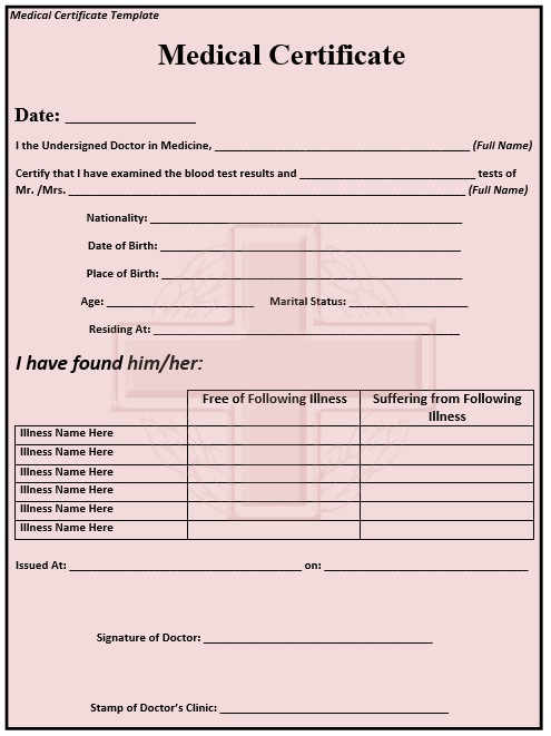 Printable Medical Certificate 6