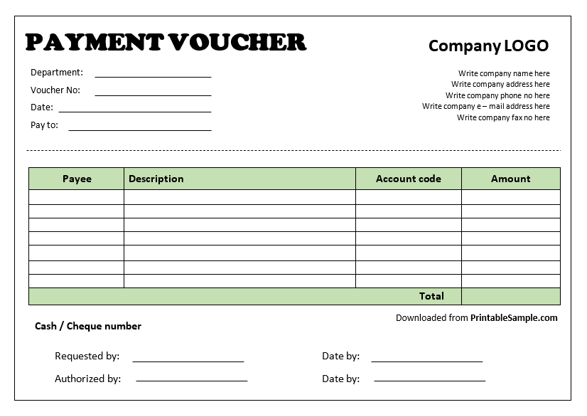 Sample Payment Voucher Template