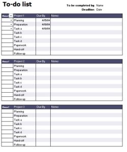 13 Free Editable Project To-do List Templates - Printable Samples