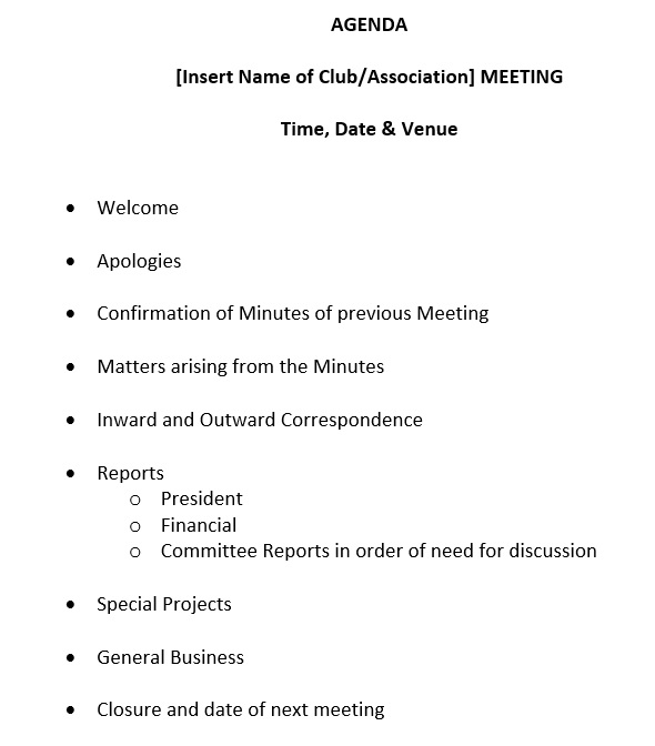 9 Free Sample Formal Meeting Agenda Templates Printable Samples