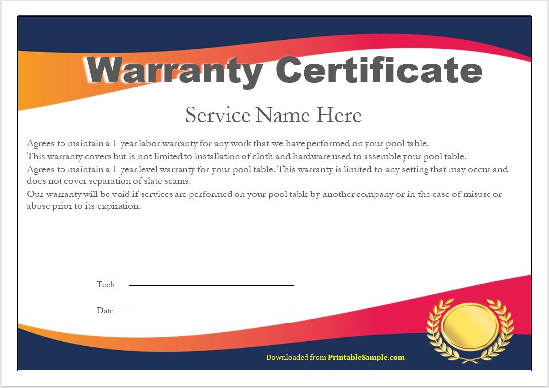 18 Free Sample Warranty Certificate Templates Printable Samples