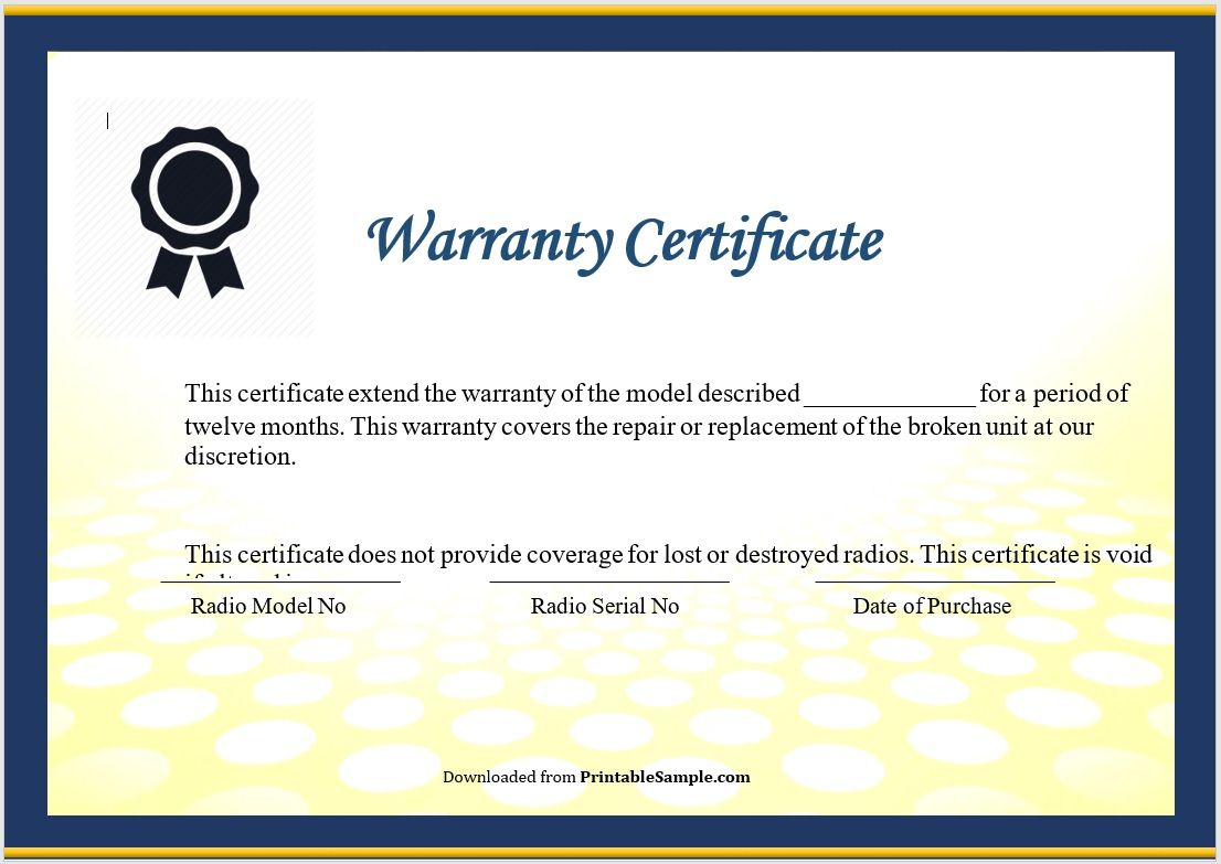 Warranty card design in ms word