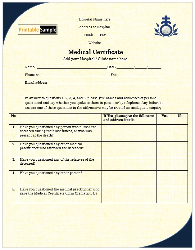 medical certificate template 11