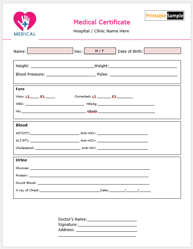 medical certificate template 17