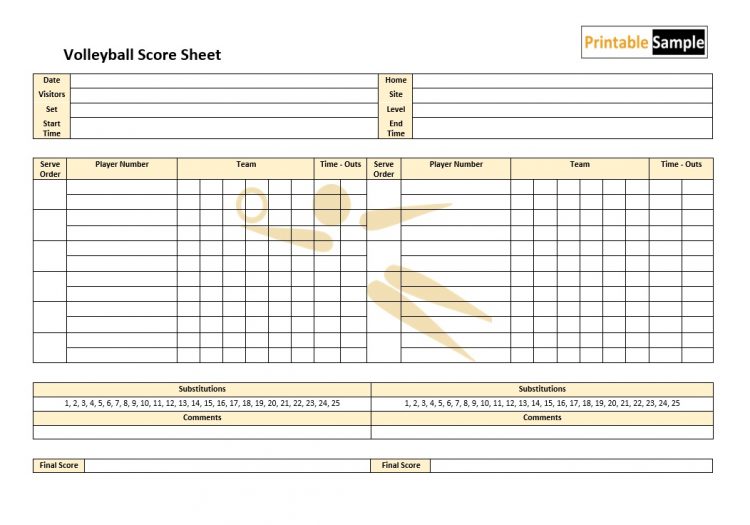 14 Free Sample Volleyball Score Sheet Templates - Printable Samples